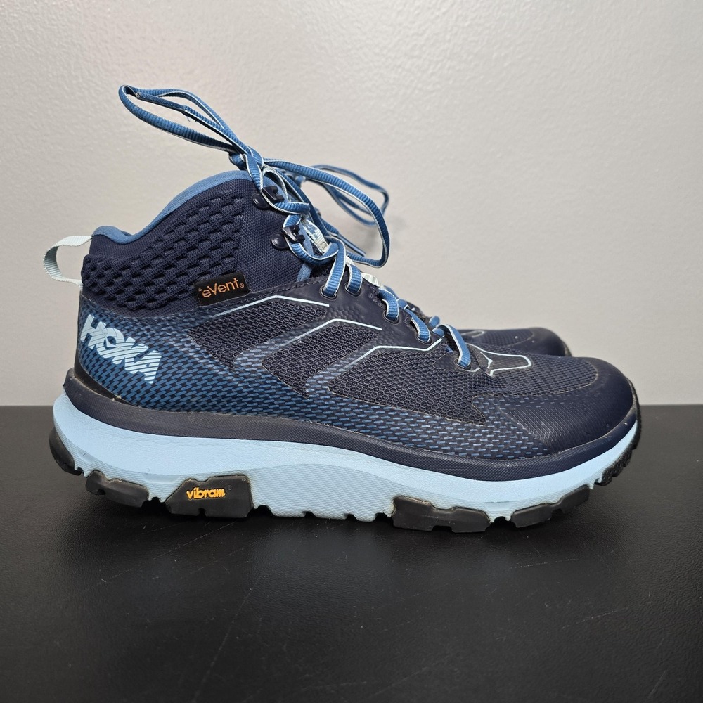 Hoka Shoes Womens Size 9 Blue Sky Toa Waterproof Trail Hiking Sneakers Vibram